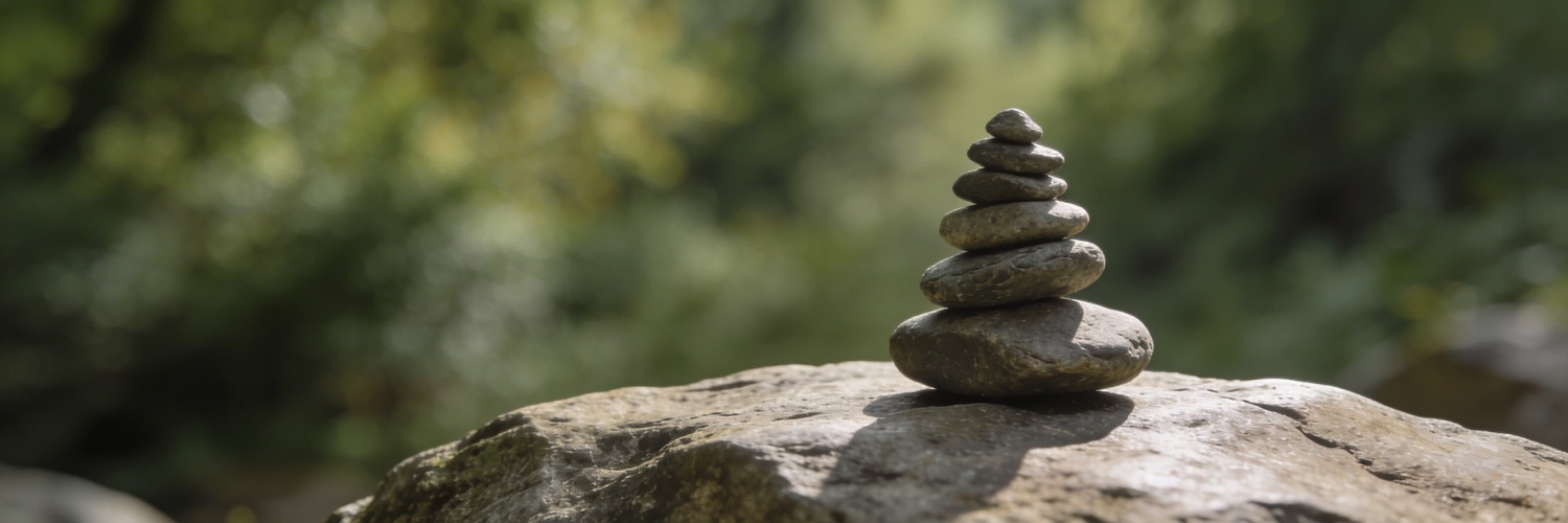 Stone cairn on a quiet shore — Al-Anon prayers and meditations